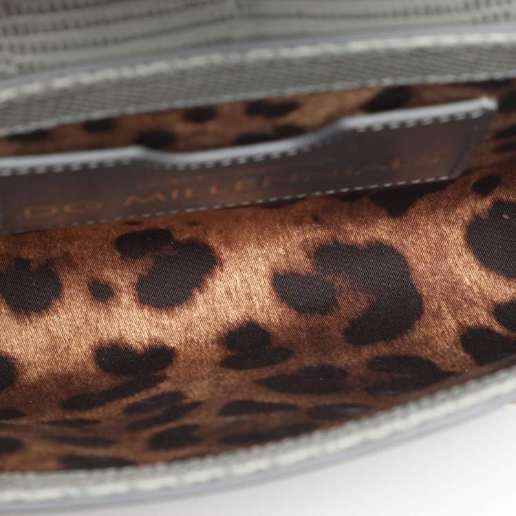 Pre Owned Dolce & Gabbana Grey Lizard Embossed Leather DG Millennials Shoulder Bag