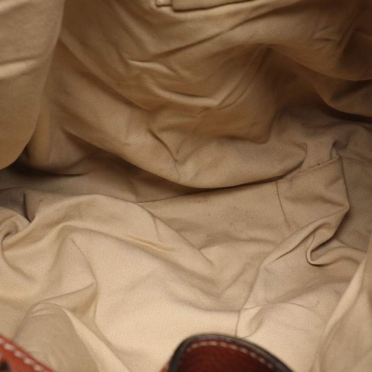 Pre Owned Dolce & Gabbana Gold/Brown Coated Canvas and Leather Miss Exotic Tote