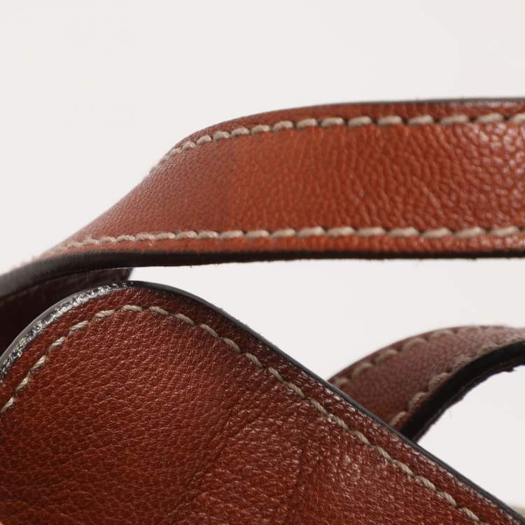 Pre Owned Dolce & Gabbana Gold/Brown Coated Canvas and Leather Miss Exotic Tote