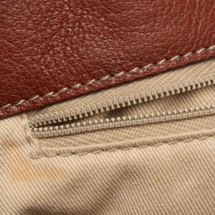 Pre Owned Dolce & Gabbana Gold/Brown Coated Canvas and Leather Miss Exotic Tote