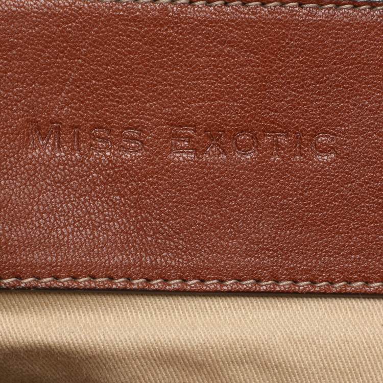 Pre Owned Dolce & Gabbana Gold/Brown Coated Canvas and Leather Miss Exotic Tote