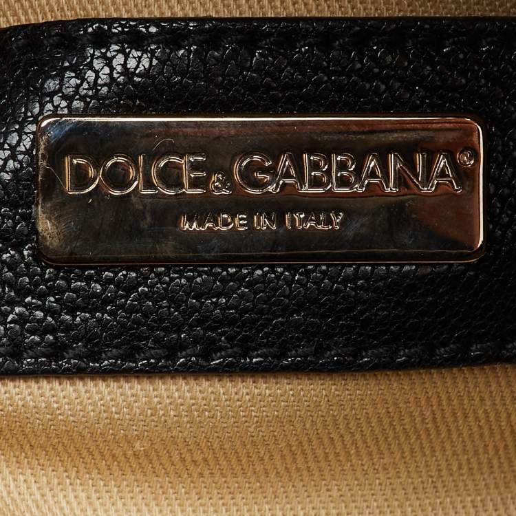 Pre Owned Dolce & Gabbana Yellow/Black Mesh and Patent Leather Miss Romantique Satchel