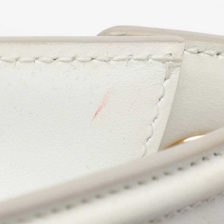 Pre Owned Dolce & Gabbana White Leather Medium Devotion Shoulder Bag