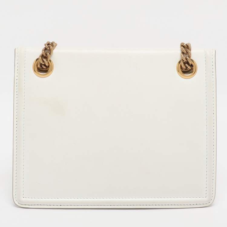 Pre Owned Dolce & Gabbana White Leather Medium Devotion Shoulder Bag