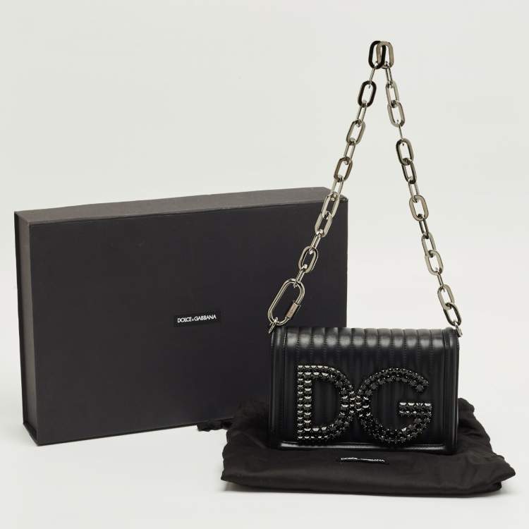 Pre Owned Dolce & Gabbana Black Quilted Leather DG Girls Shoulder Bag