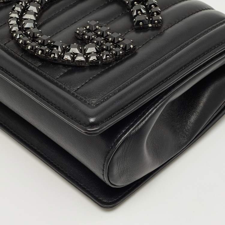 Pre Owned Dolce & Gabbana Black Quilted Leather DG Girls Shoulder Bag