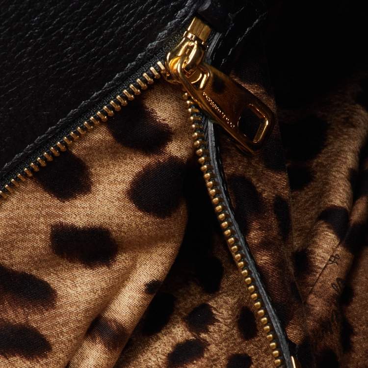 Pre Owned Dolce & Gabbana Black Leather Miss Sicily Tote