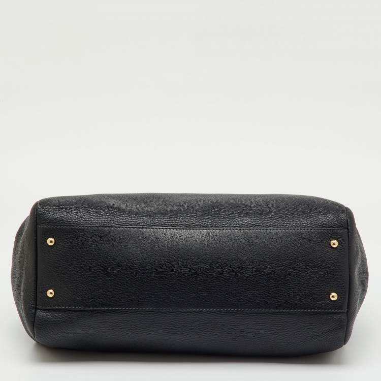 Pre Owned Dolce & Gabbana Black Leather Miss Sicily Tote