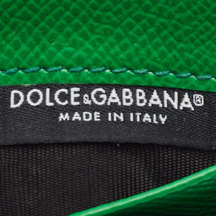 Pre Owned Dolce & Gabbana Green Leather Logo Card Holder