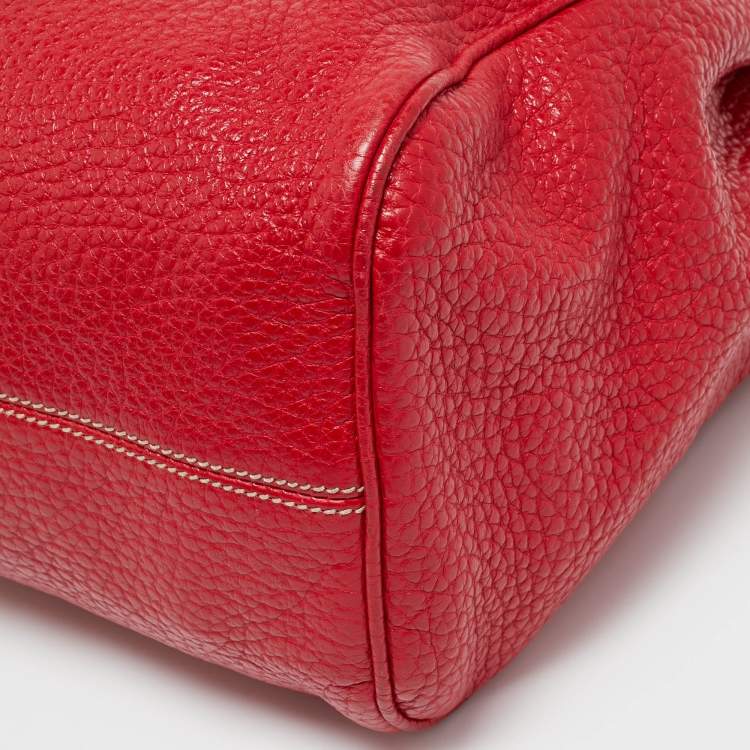 Pre Owned حقيبة كتف دولتشي أند غابانا حمراء جلد ناعمة كبيرة مقبض علوي ميس سيشيلي