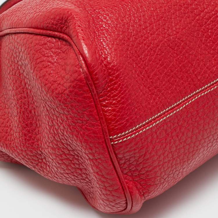 Pre Owned حقيبة كتف دولتشي أند غابانا حمراء جلد ناعمة كبيرة مقبض علوي ميس سيشيلي