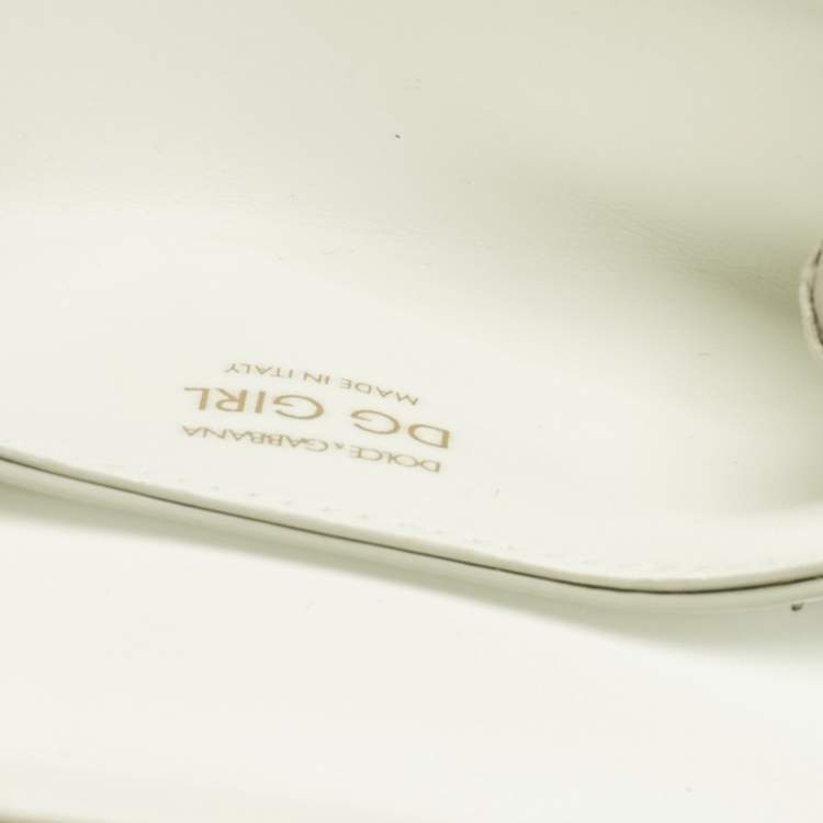 Pre Owned Dolce & Gabbana White Leather Micro DG Girls Crossbody Bag