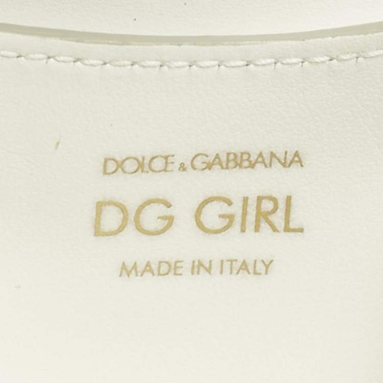 Pre Owned Dolce & Gabbana White Leather Micro DG Girls Crossbody Bag
