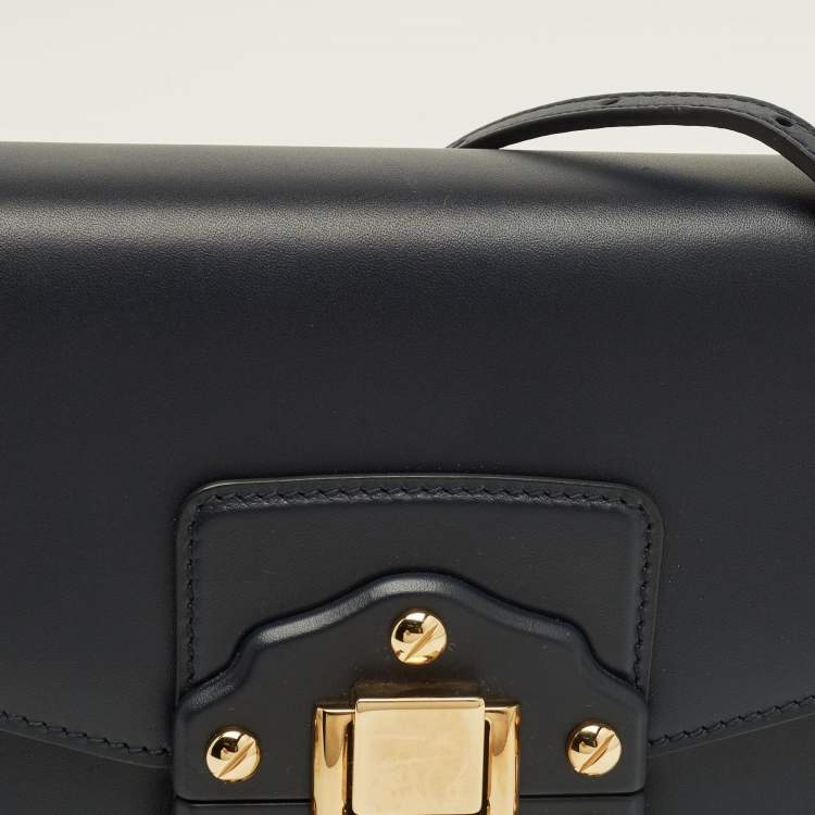 Pre Owned Dolce & Gabbana Dark Blue Leather Lucia Shoulder Bag