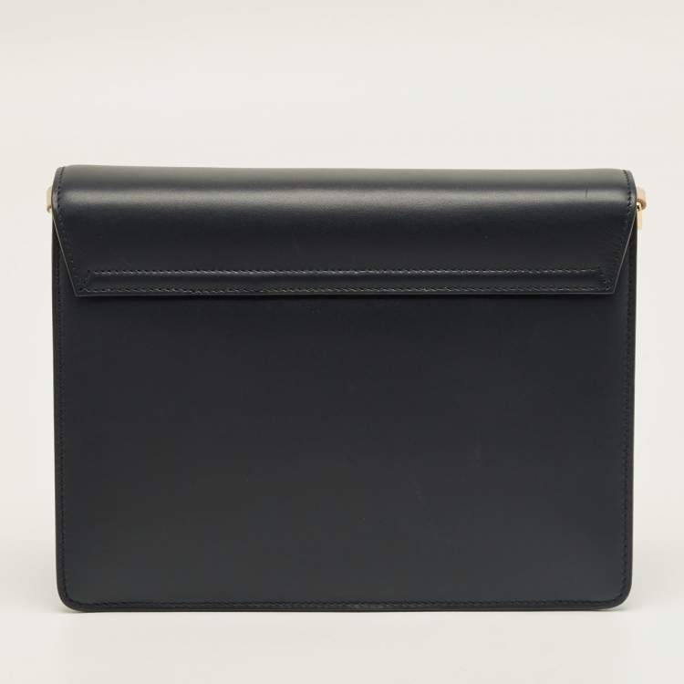 Pre Owned Dolce & Gabbana Dark Blue Leather Lucia Shoulder Bag