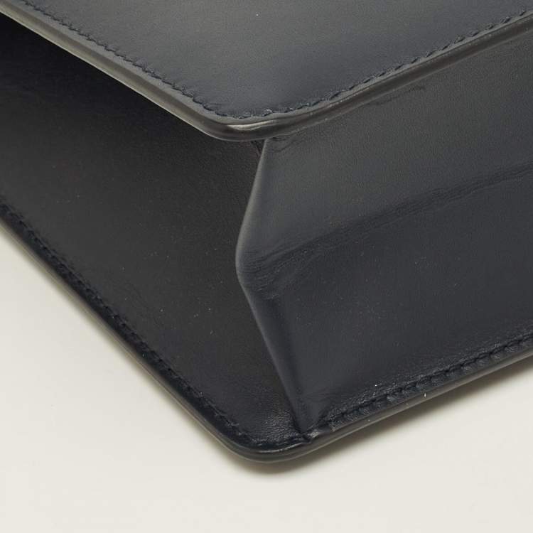 Pre Owned Dolce & Gabbana Dark Blue Leather Lucia Shoulder Bag