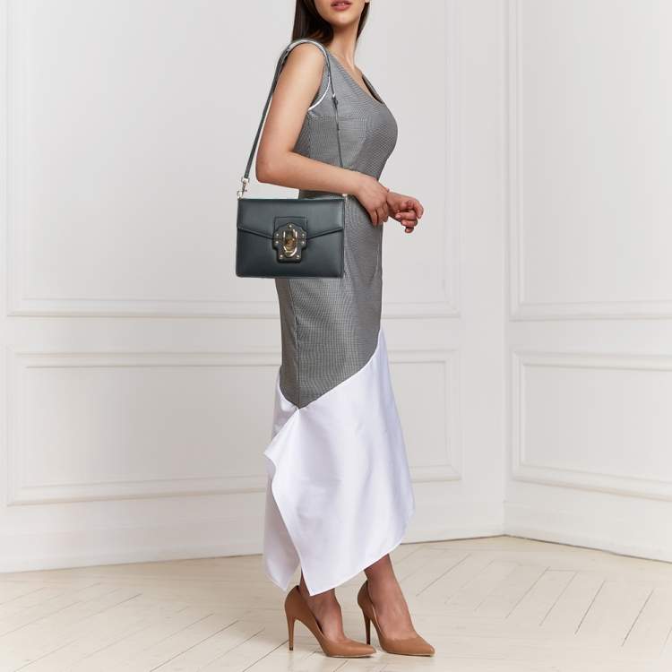 Pre Owned Dolce & Gabbana Dark Blue Leather Lucia Shoulder Bag