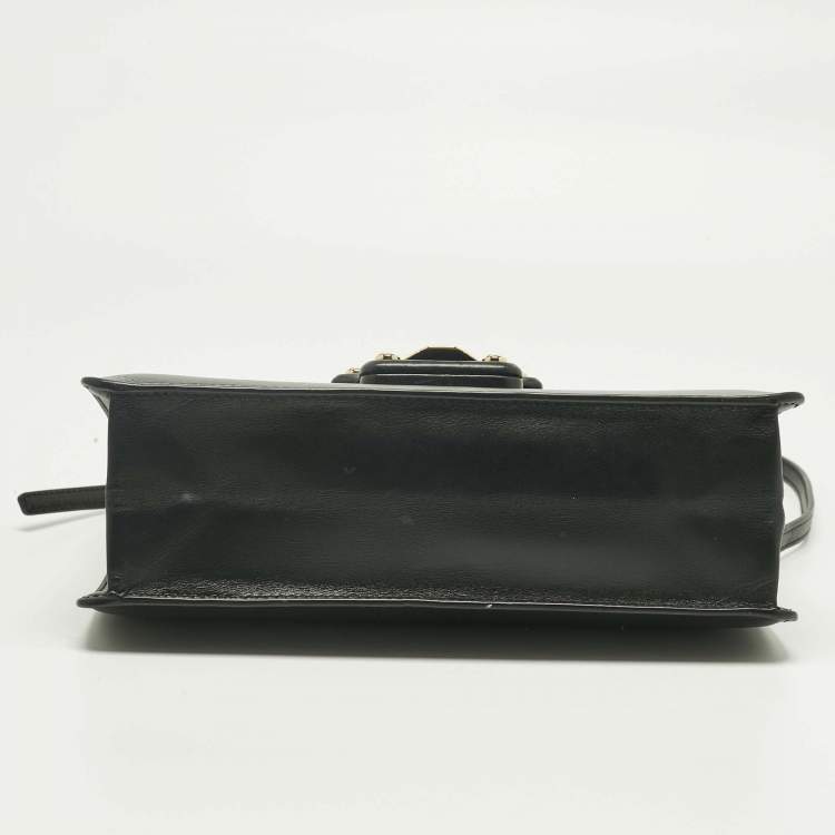 Pre Owned Dolce & Gabbana Black Leather Lucia Shoulder Bag