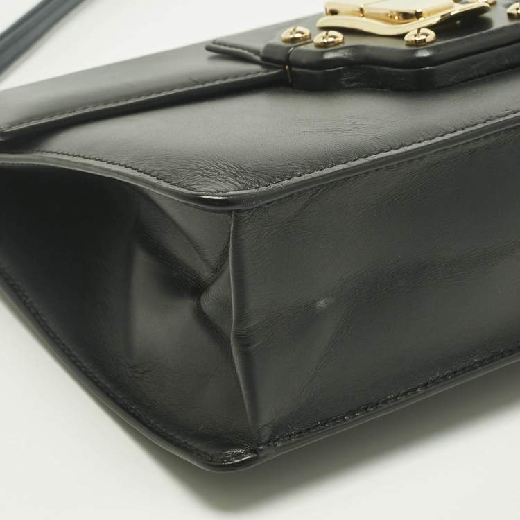Pre Owned Dolce & Gabbana Black Leather Lucia Shoulder Bag