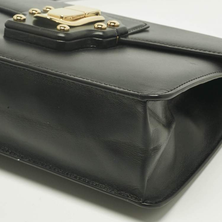 Pre Owned Dolce & Gabbana Black Leather Lucia Shoulder Bag