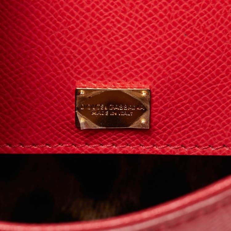 Pre Owned حقيبة يد علوية دولتشي أند غابانا ميس سيزيلي متوسطة قماش مطلي بطبعة فهد أخضر/أسود