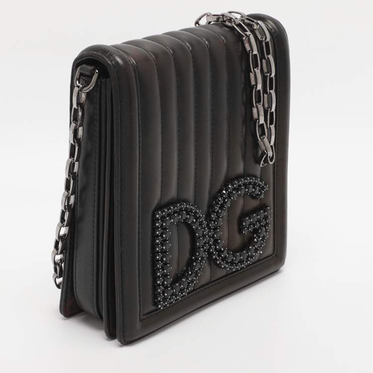 Pre Owned Dolce & Gabbana Black Leather DG Girls Crossbody Bag