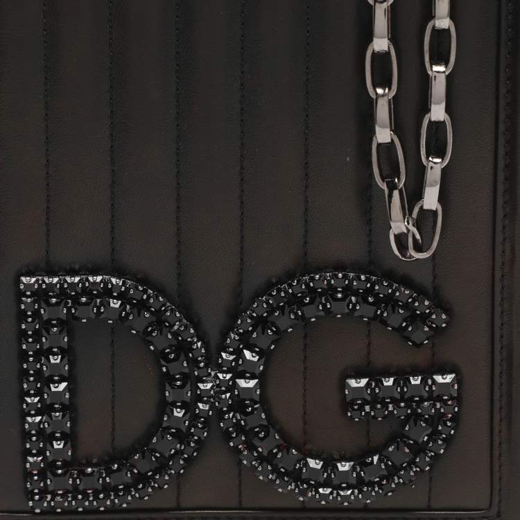 Pre Owned Dolce & Gabbana Black Leather DG Girls Crossbody Bag