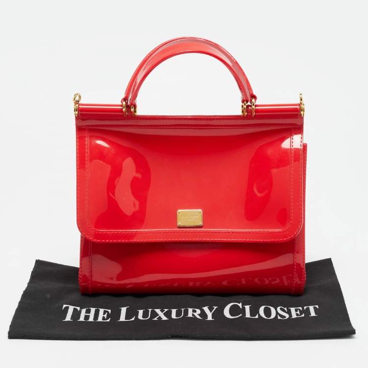 Pre Owned حقيبة دولتشي & غابانا ميس سيسيلي مطاط أحمر بيد علوية