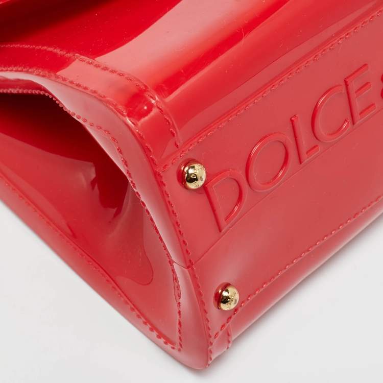 Pre Owned حقيبة دولتشي & غابانا ميس سيسيلي مطاط أحمر بيد علوية