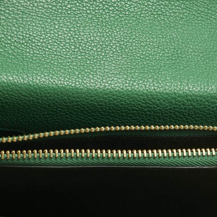 Pre Owned Dolce & Gabbana Green Leather Small Rosalia Shoulder Bag