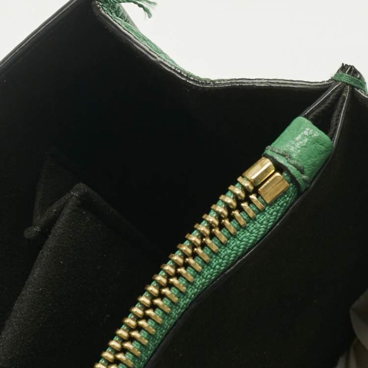 Pre Owned Dolce & Gabbana Green Leather Small Rosalia Shoulder Bag