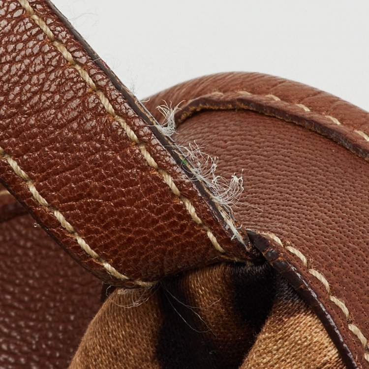 Pre Owned Dolce & Gabbana Beige/Brown Canvas and Leather Miss Pocket Tote