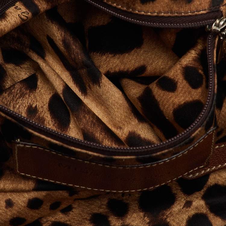 Pre Owned Dolce & Gabbana Beige/Brown Canvas and Leather Miss Pocket Tote