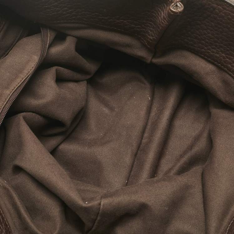 Pre Owned Dolce & Gabbana Brown Leopard Calfhair and Leather Drawstring Hobo