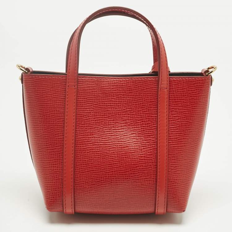 Pre Owned Dolce & Gabbana Red Leather Mini Escape Shopper Tote