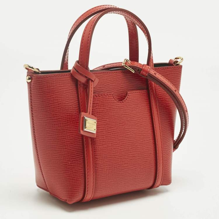 Pre Owned Dolce & Gabbana Red Leather Mini Escape Shopper Tote