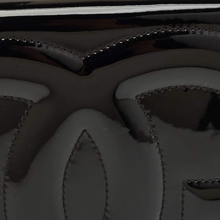 Pre Owned Dolce & Gabbana Black Patent Leather DG Logo Crossbody Bag