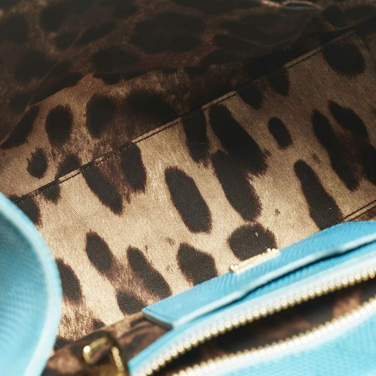 Pre Owned Dolce & Gabbana Turquoise Lizard Embossed Leather Medium Miss Monica Top Handle Bag