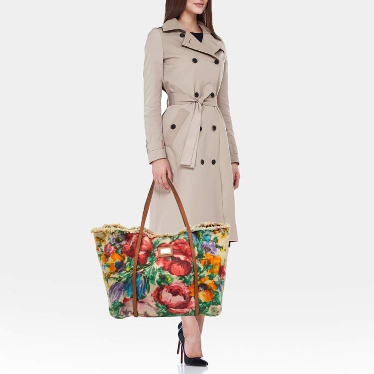 مملوكة مسبقًا Dolce & Gabbana Multicolor Floral Canvas and Leather Tote