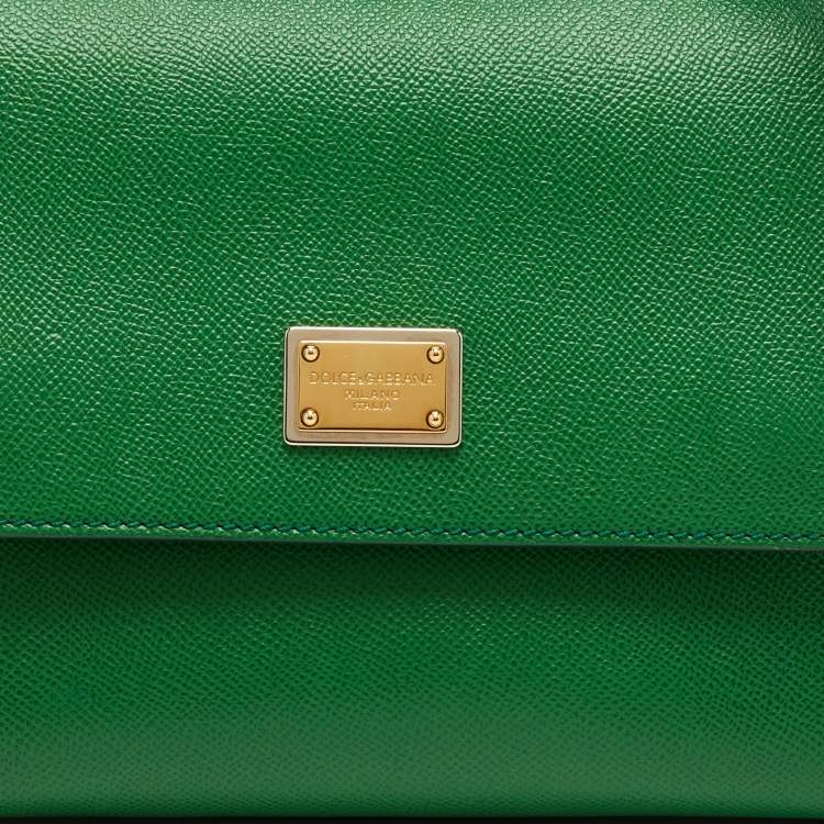 Pre Owned Dolce & Gabbana Green Leather Medium Miss Sicily Top Handle Bag