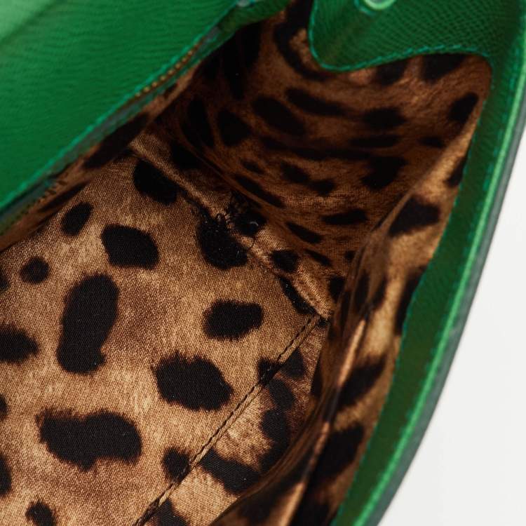 Pre Owned Dolce & Gabbana Green Leather Medium Miss Sicily Top Handle Bag