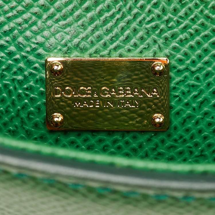 Pre Owned Dolce & Gabbana Green Leather Medium Miss Sicily Top Handle Bag