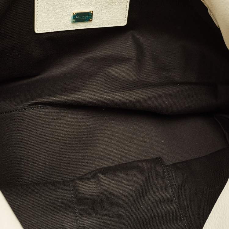 Pre Owned Dolce & Gabbana Yellow/White Lemon Print Canvas and Leather Tote