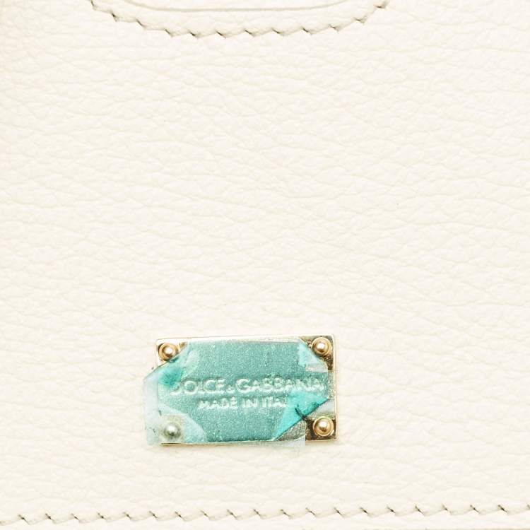 Pre Owned Dolce & Gabbana Yellow/White Lemon Print Canvas and Leather Tote