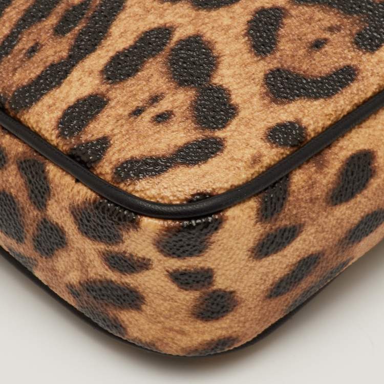 Pre Owned Dolce & Gabbana Brown/Beige Leopard Print Coated Canvas Chain Bag