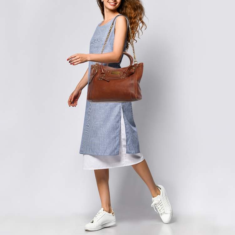 Pre Owned حقيبة دولتشي أند غابانا مس إيزي واي بوسطن جلد بيج