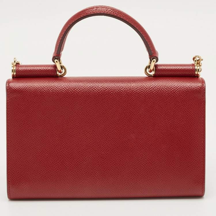 Pre Owned Dolce & Gabbana Miss Sicily Red Leather Wallet on Chain