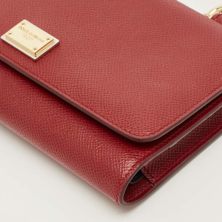 Pre Owned Dolce & Gabbana Miss Sicily Red Leather Wallet on Chain