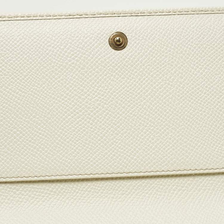 Pre Owned Dolce & Gabbana Miss Sicily White Leather Wallet On Chain