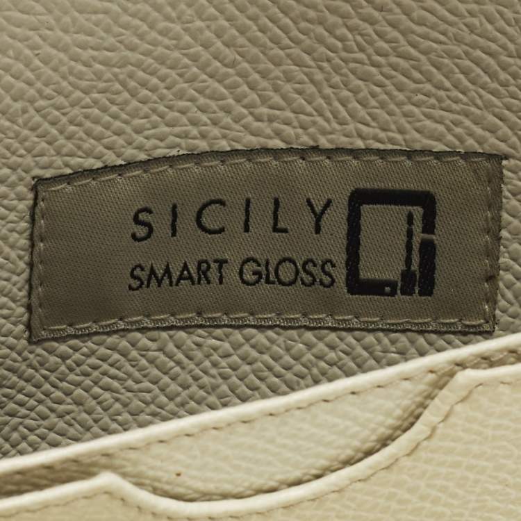 Pre Owned Dolce & Gabbana Miss Sicily White Leather Wallet On Chain